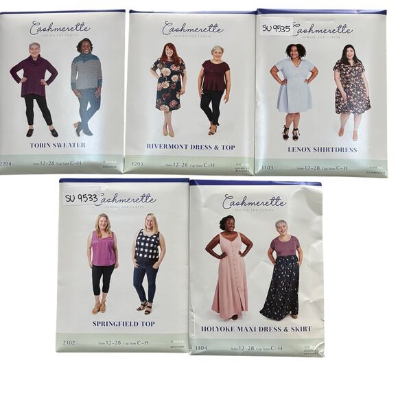 Cashmerette sewing patterns for curves variety pack Size 12-28 lot of 5 UNCUT - Picture 1 of 7